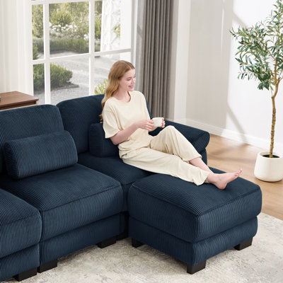 Canapé d'angle modulaire en forme de U Cloud Couch 4 places de 132,3 pouces avec 2 poufs