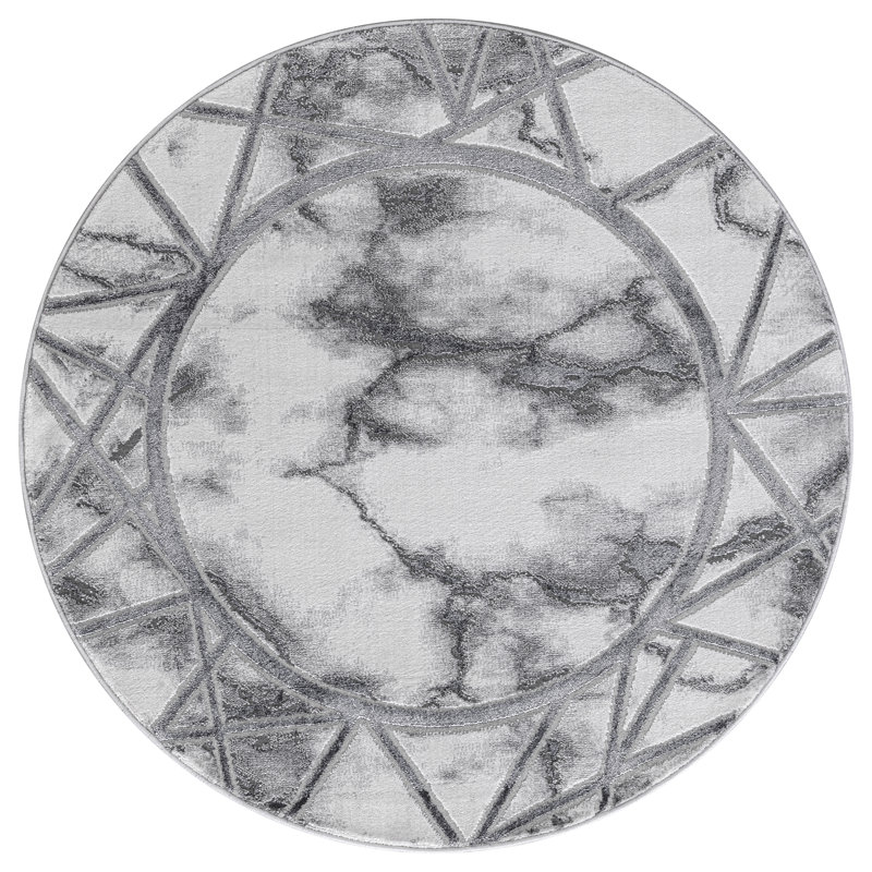 Keins Grey Modern Abstract Geometric Area Rug – Soft Washable Polypropylene Carpet for Living Room, Bedroom & Hallway – Stain Resistant & Durable Home Floor Mat