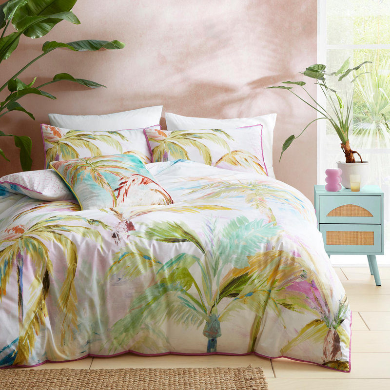 Leilani Cotton Floral Duvet Cover Set with Pillowcases Included, Super King Duvet Cover Set + 2 Pillowcases