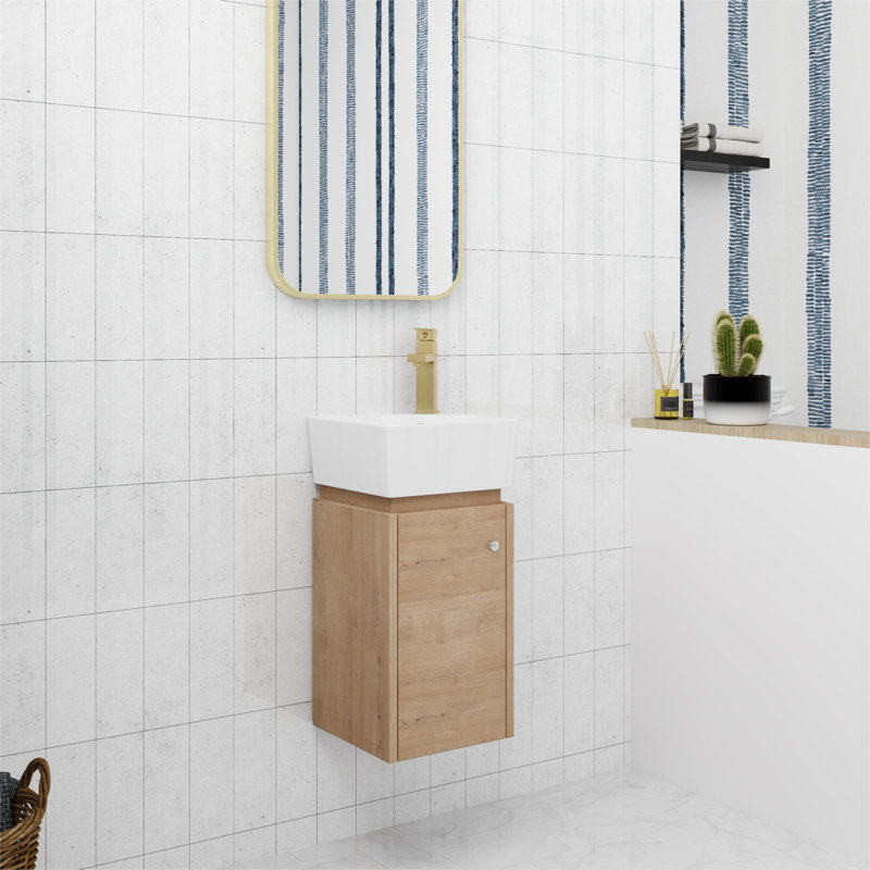 Ensemble de meuble-lavabo simple 12 po Ahders, Imitation chêne