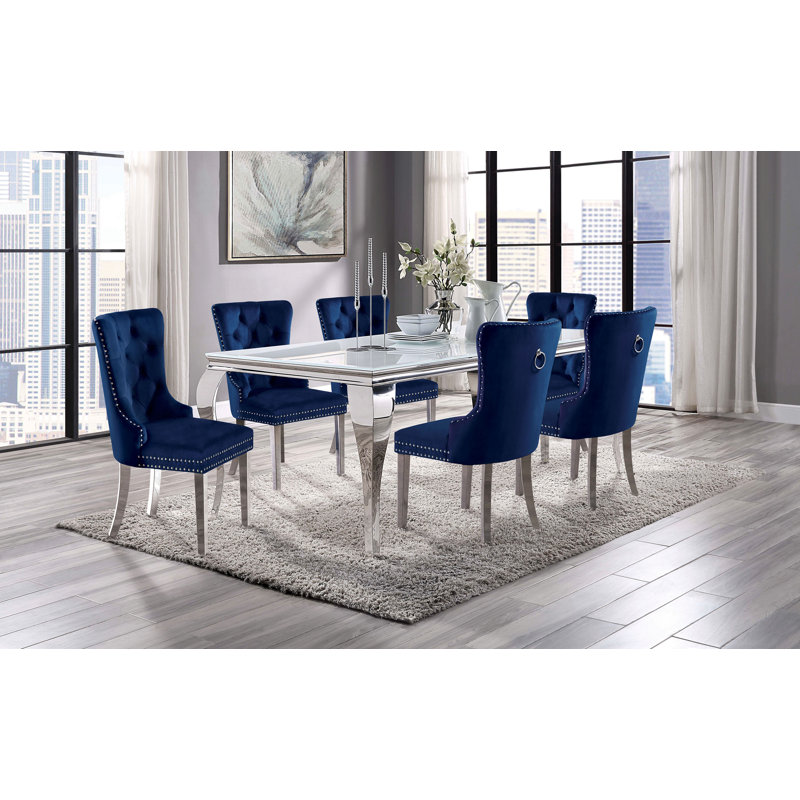 Ensemble repas pour 6 personnes Edelburg, Blanc, Bleu marine