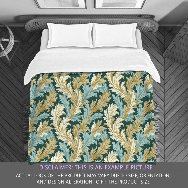 Polyester Comforter, King Comforter, Gold/Turquoise Floral