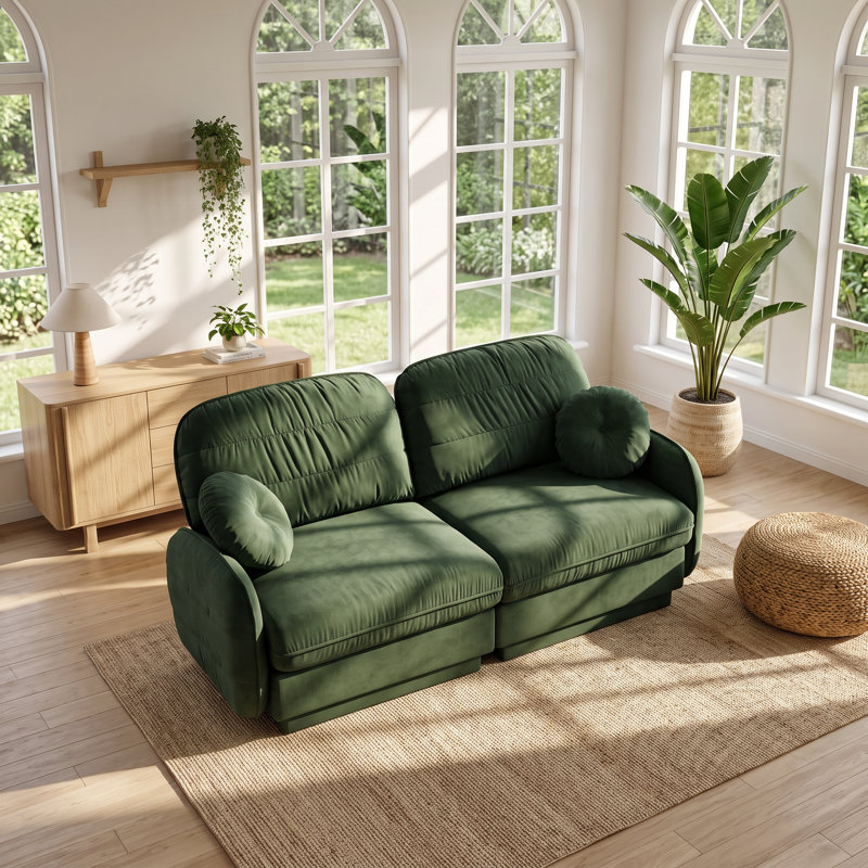 Cloud 73.2" W x 33.4" D x 37.4" H Chenille Upholstered Modular Loveseat Sofa