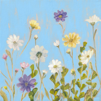 Wild Flowers On Cerulean III by Sandra Iafrate - Wrapped Canvas Painting