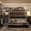Lit escamotable double pleine grandeur avec canapé, tablettes USB et lumière-1208701230