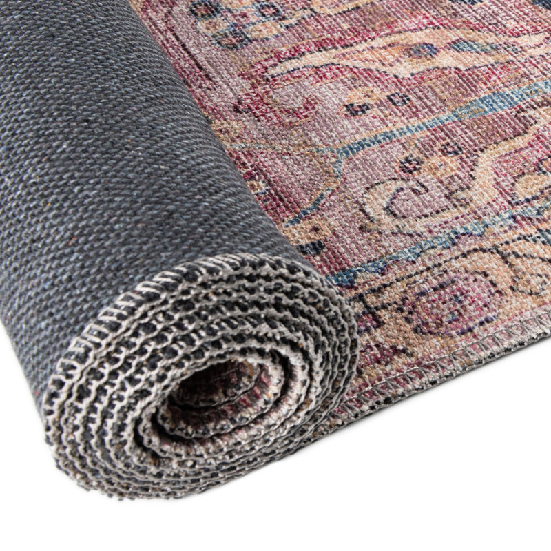 Tapis rose tissé à la machine Gwaltney, Ovale 5 pi 3 po x 8 pi