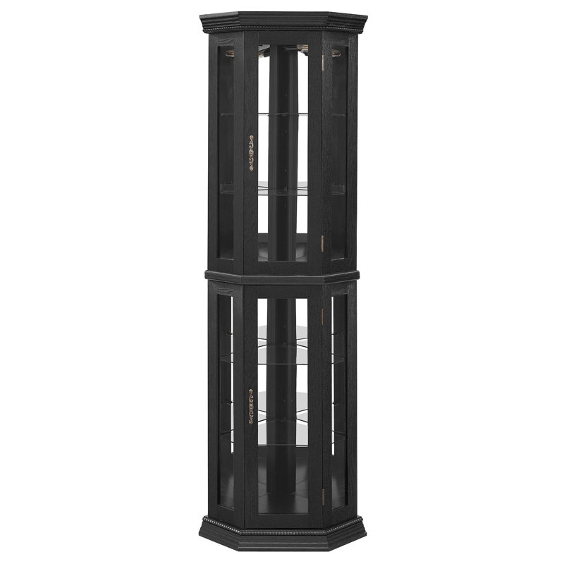 Vitrine de coin lumineuse - étagère en verre avec portes en verre trempé, tablettes réglables et ampoule à perles incluse - armoire de bar idéale pour la décoration intérieure