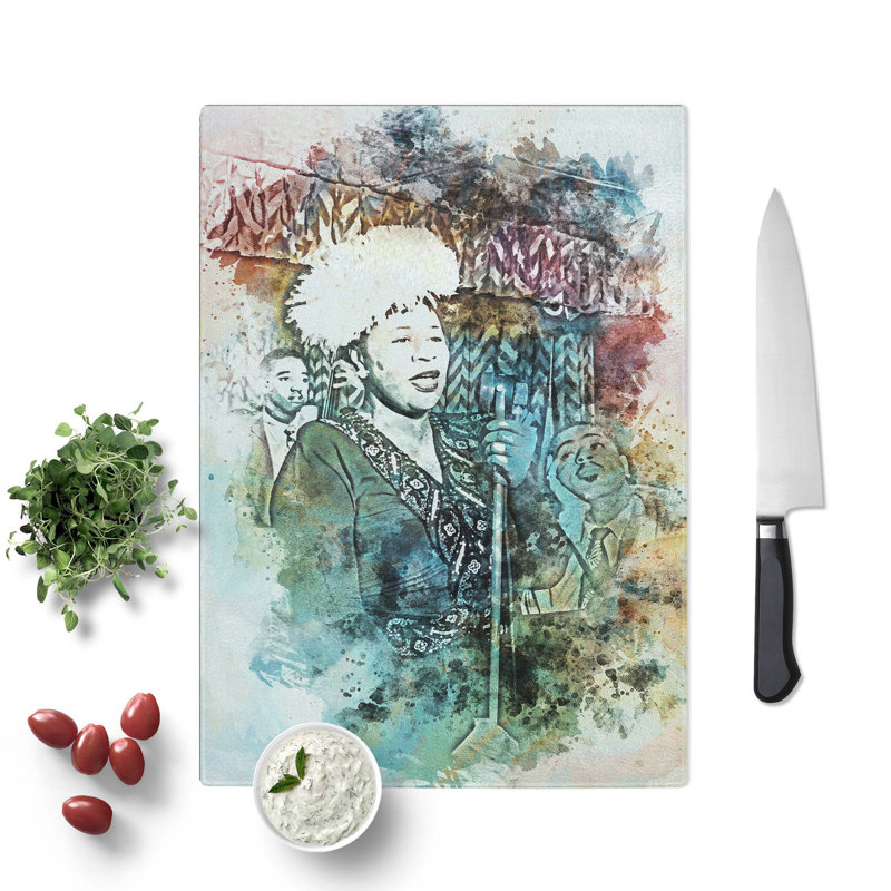 Glass Ella Fitzgerald in Abstract Chopping Board, 28.5 cm W x 20 cm L