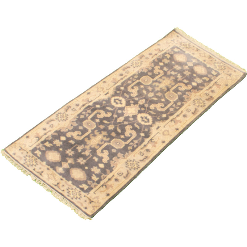Tapis décoratif en laine de conception unique à motif de laine gris foncé de conception unique 2 pi 8 po x 5 pi 10 po Brooke-Leigh noué à la main New Age