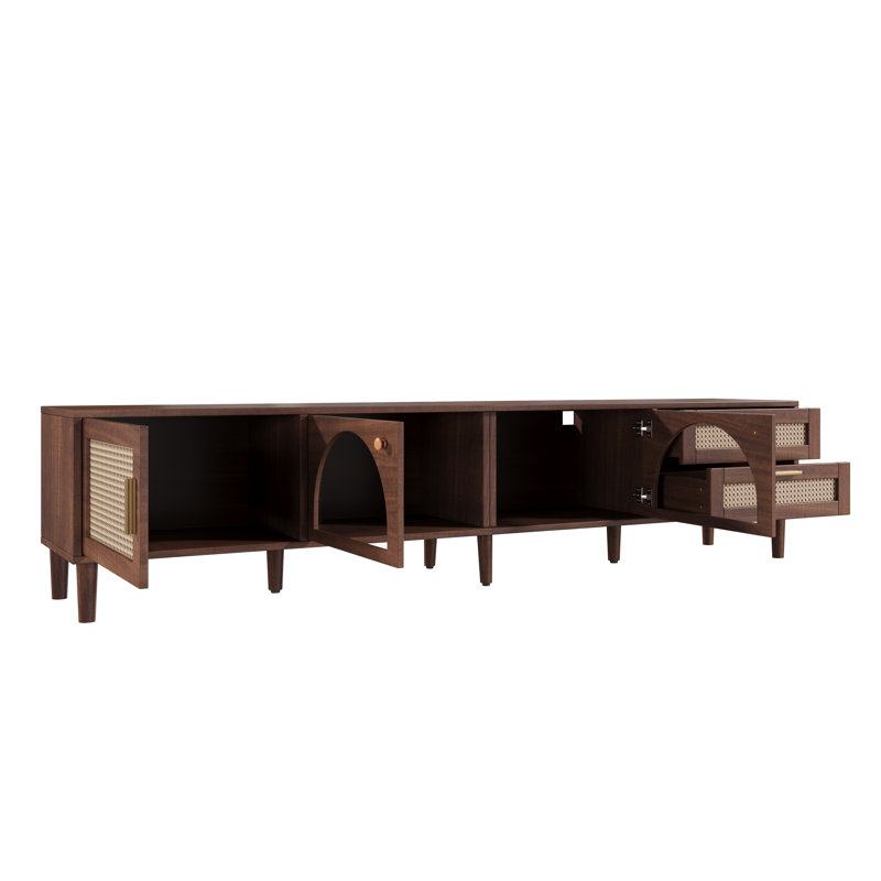 Meuble télé 86,6 po Mid-Century Rattan