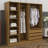 Open Freestanding Clothes Closet With 3 Drawers, Doorless Wooden Storage Closet Wardrobe With Shelves And Hanging Rods-476353405