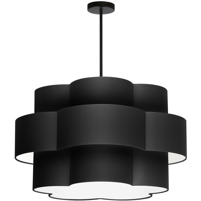 Matte Black Modern 4-Light Pendant with Layered Shade