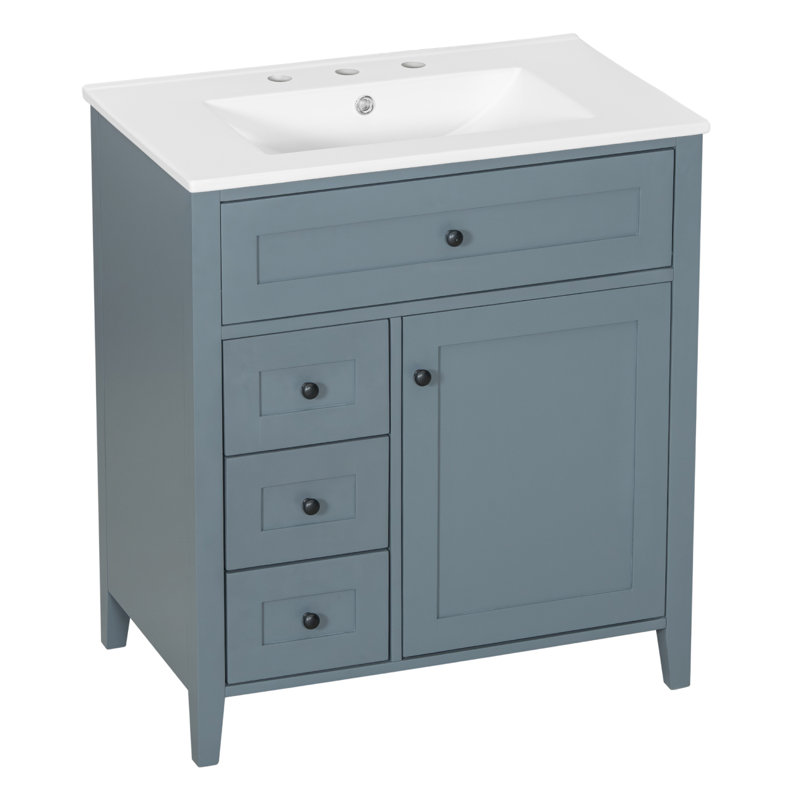 Meuble-lavabo moderne avec tiroirs et tablette 30 po