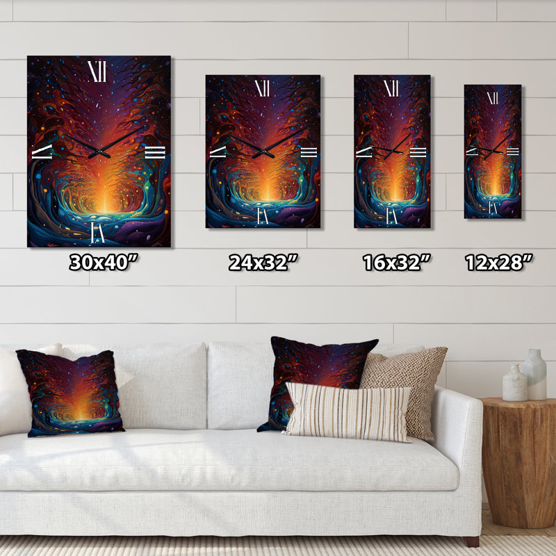 Mysterious Rainbow Vision Landscape II - Paysage abstrait très grandes horloges murales, H 32 po x l 16 po x P 1 po
