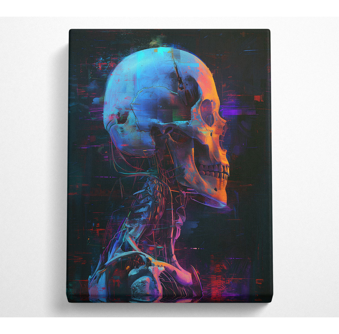 Skull Glitch Canvas Kunstdruck