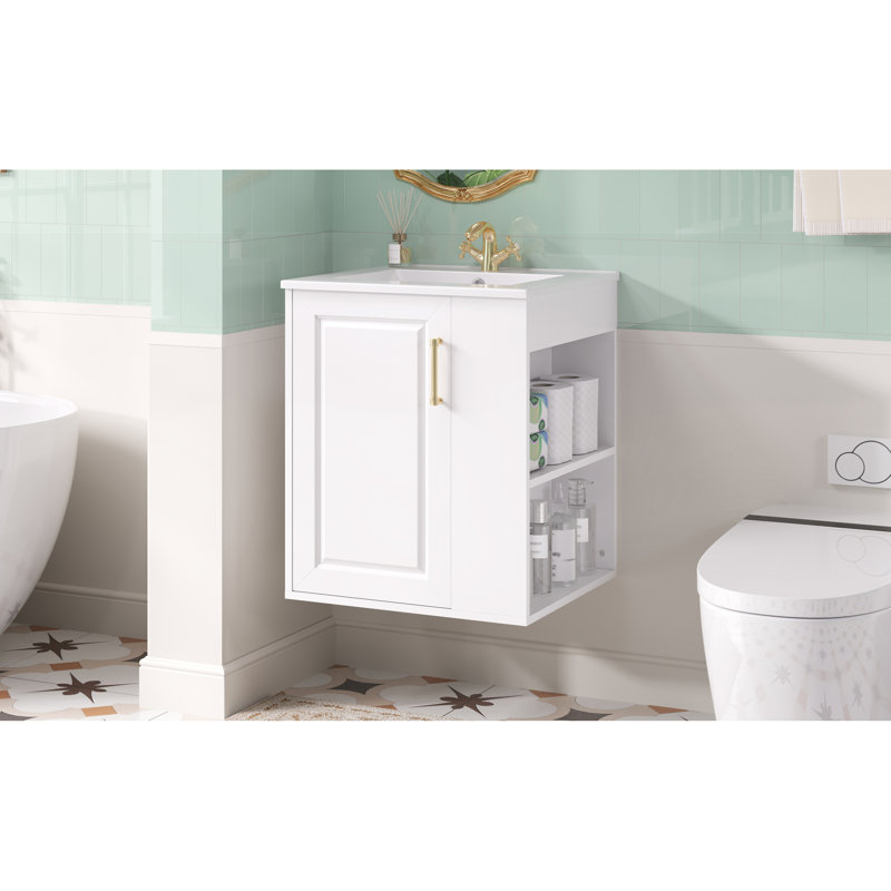 Meuble-lavabo moderne à faible encombrement avec lavabo, bois massif et panneau de fibres à densité moyenne, idéal pour les salles de bain compactes