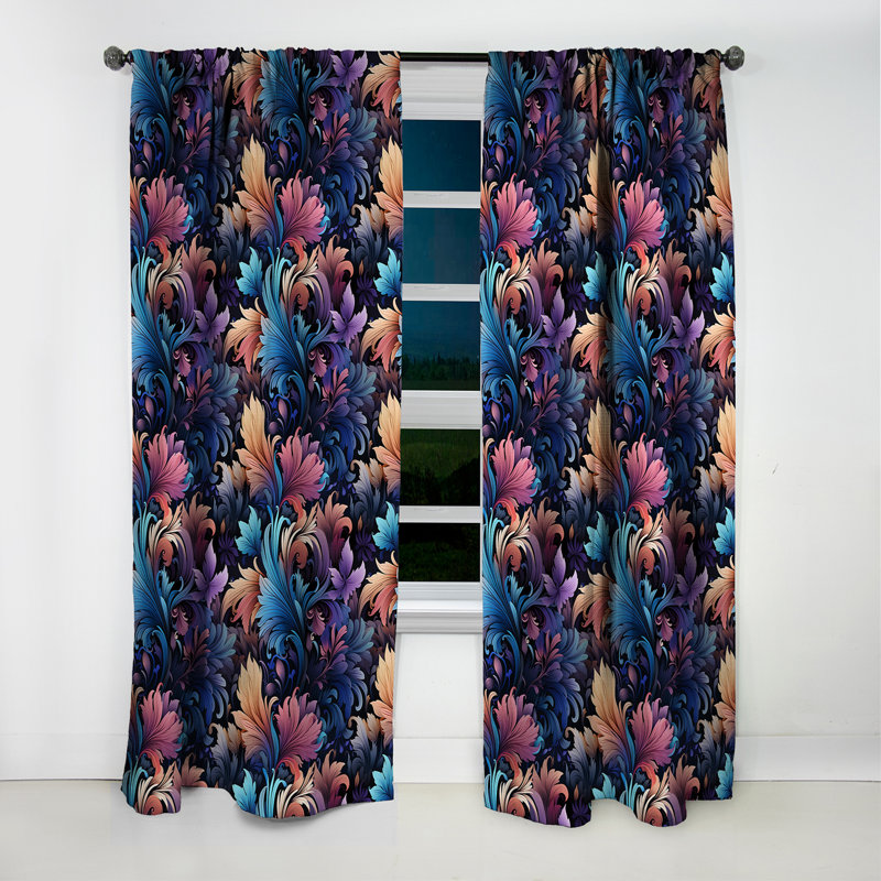 Purple Tribal Damask Blend - Damask Curtain - Blackout Damask Curtain - 1 Panels, 52" W x 84" L