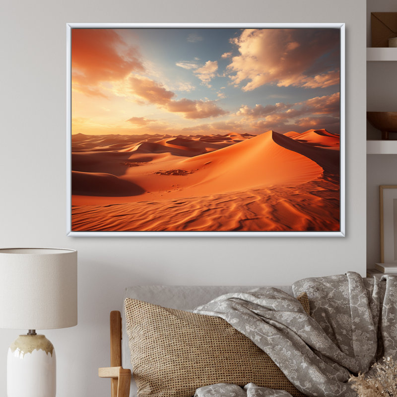 «African Sahara Dreams I» sur toile, H 30 po x l 40 po x P 1,5 po, Cadre flottant blanc