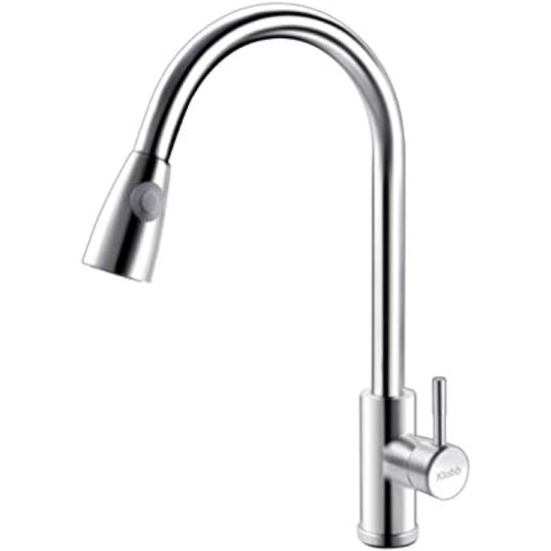 Stainless Steel Faucet Single Handle High Brushed Nickel Pull Out Kitchen Faucet,single Level Stainless Steel Kitchen Sink Faucets With Pull Down Sprayer