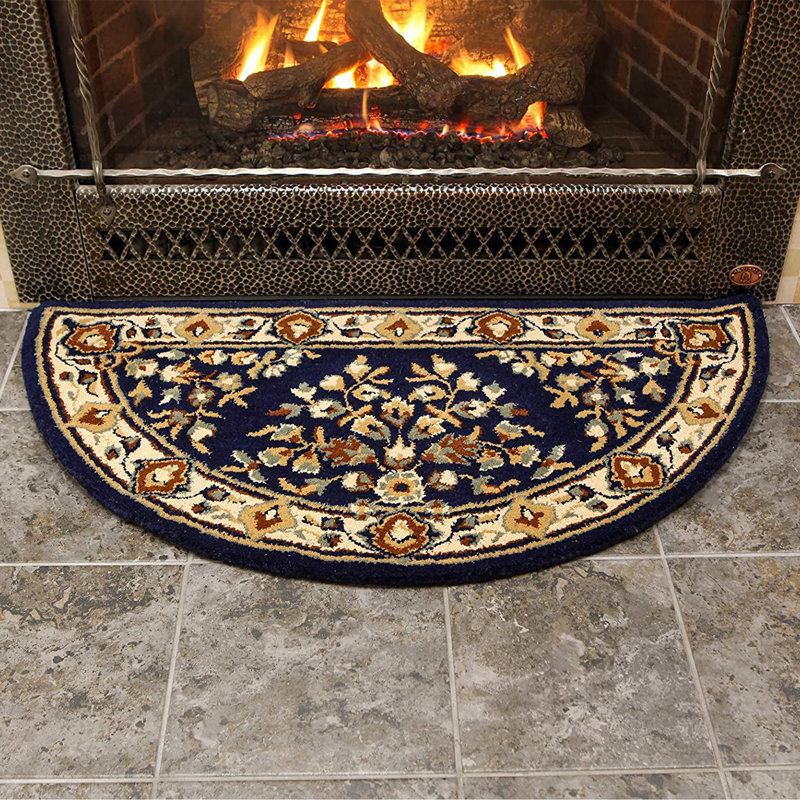 Tapis oriental en laine fait à la main Hearth, Demi-cercle 1 pi 8 po x 3 pi 8 po