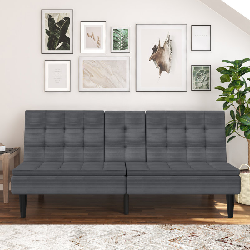 Single 191cm Upholstered Futon Chair, Anthracite