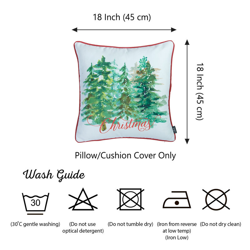 Christmas Trees White and Green 18" x 18" Polyester Throw Pillow Covers, Set of 2