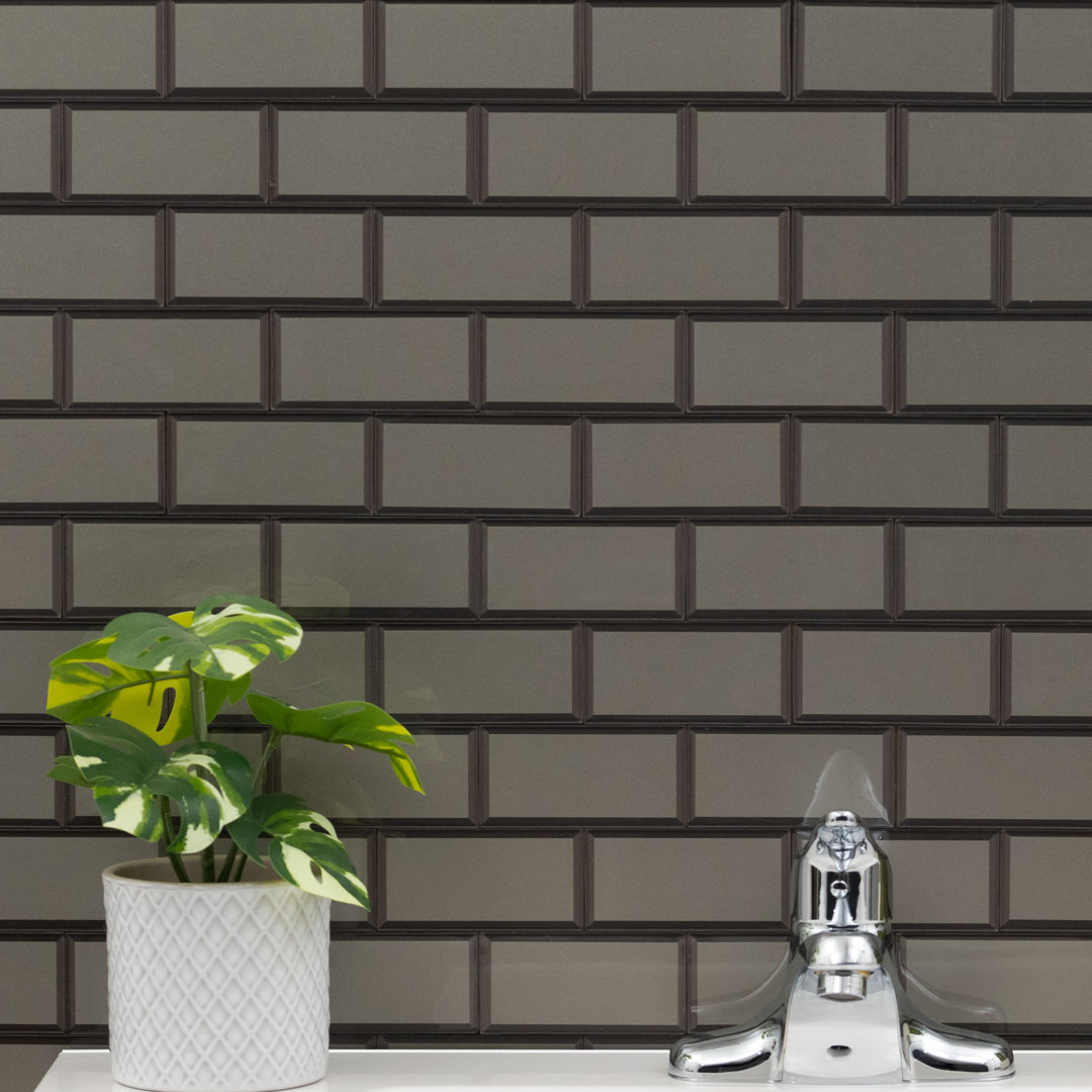 Tactiq Brunox Subway 12 in. x 12 in. Glossy Glass Mosaic Wall Tile Ackland