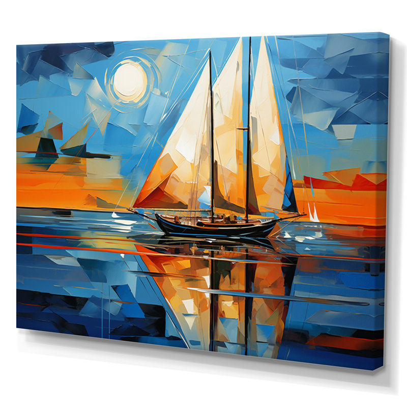 Sailboat Abstract Maritime II - Sailing Boat Canvas Art Print, H 12 po x l 20 po x P 1 po, Toile tendue
