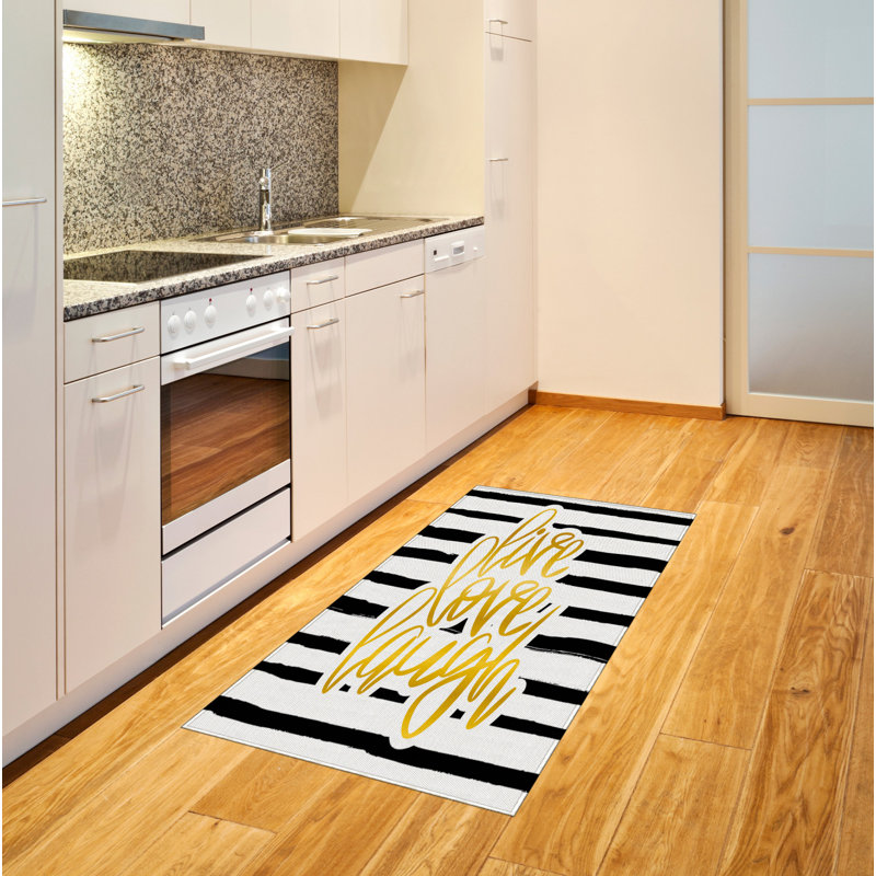 Live Laugh Love Live Laugh Love High Density Long Fiber Poly Threads Decorative Area Rug Carpet, Rectangle 2'7" x 5'