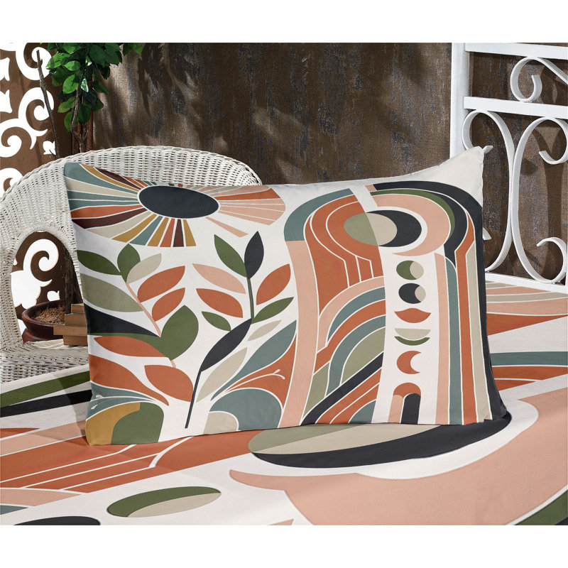 Drap-housse et taie décorative Ambesonne style Mid-Century beige beige et orange brûlé, Simple TG