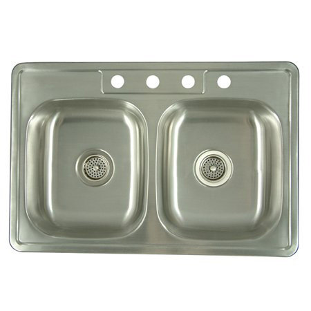 Évier de cuisine à double cuve l 33,06 po x l 22 po x p 8 po Carefree