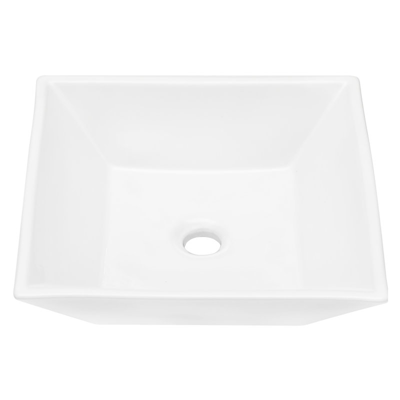 Lavabo de salle de bain en céramique 16 x 16 pouces - moderne et élégant, avec une oxydation des taches en blanc élégant, pour divers espaces de salle de bain