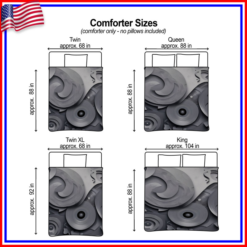 Gray Abstract Spirals Comforter, Twin Extra Long