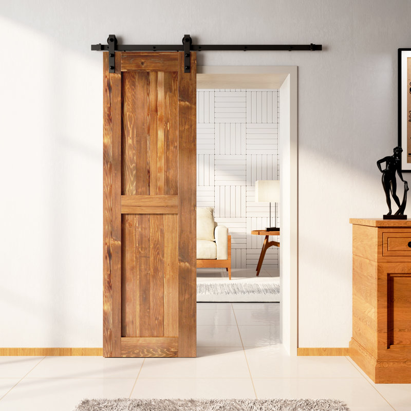 Porte en bois de pin massif non assemblé avec design H rustique noir H Design, Au début de l'Amérique, 28 po x 84 po