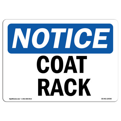 Coat Rack Aluminum Sign 18 x 24