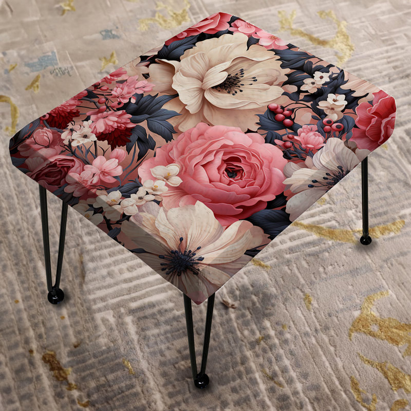 Motif floral rose transe romantique - repose-pieds rectangulaire floral