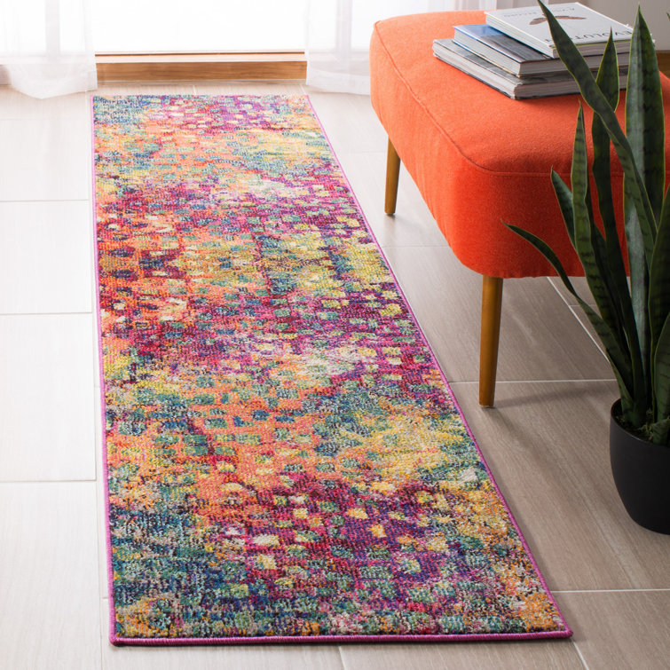 Vansickle Abstract Fuchsia/Gold Area Rug
