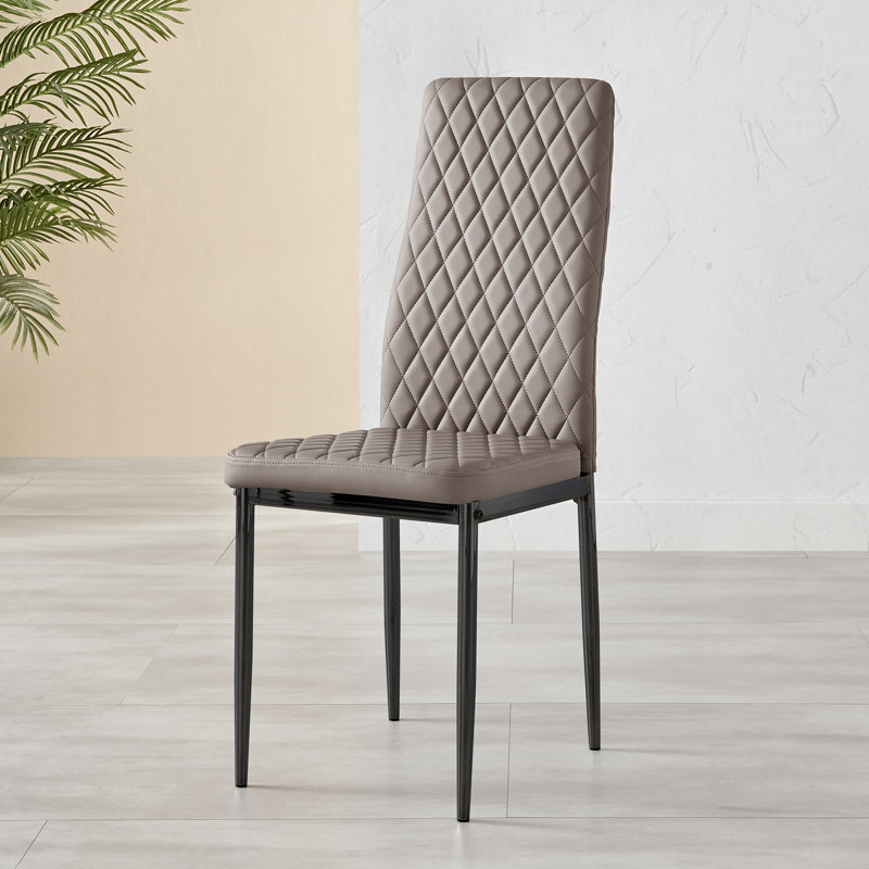 Marble Effect Melamine Dining Table and Chairs - 4 Luxury Faux Leather Dining Chairs, Cappuccino/Black