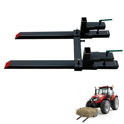 Fourches à palettes robustes à pince, fixation de chargeur de 2000 lb pour le seau de tracteur, barre stabilisatrice réglable, compatible avec les mini-chargeurs
