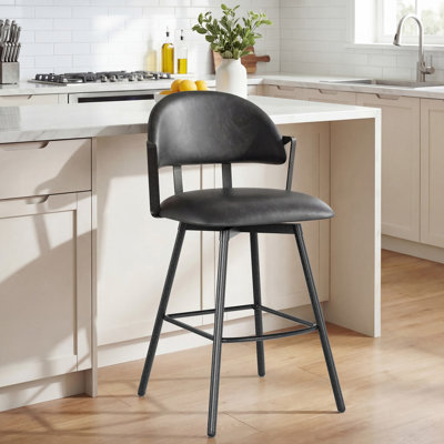 Tabouret de comptoir pivotant rembourré avec structure en métal