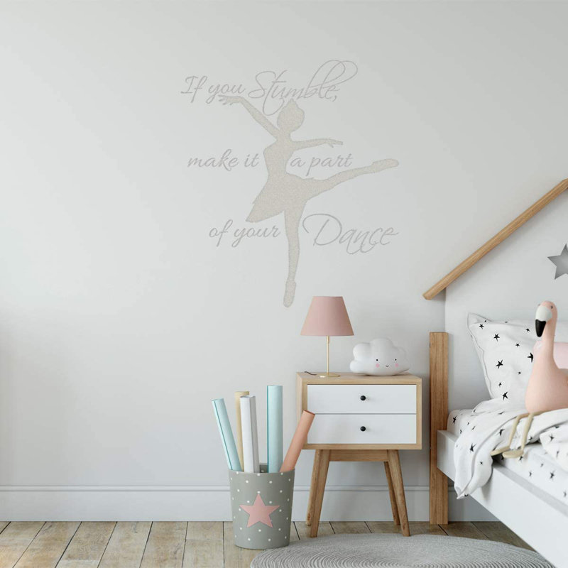 Décalcomanie murale «If you stumble Make it a part of your Dance Studio», H 14 po x l 12 po, Argent