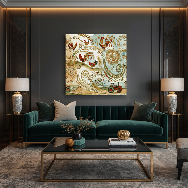 «Farm Paisley Designs», art mural sur toile beige, H 16 po x l 16 po
