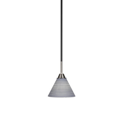 Bayaud Paramount Stem Hung Pendant Shown In Matte Black & Brushed Nickel Finish With 7" Glass