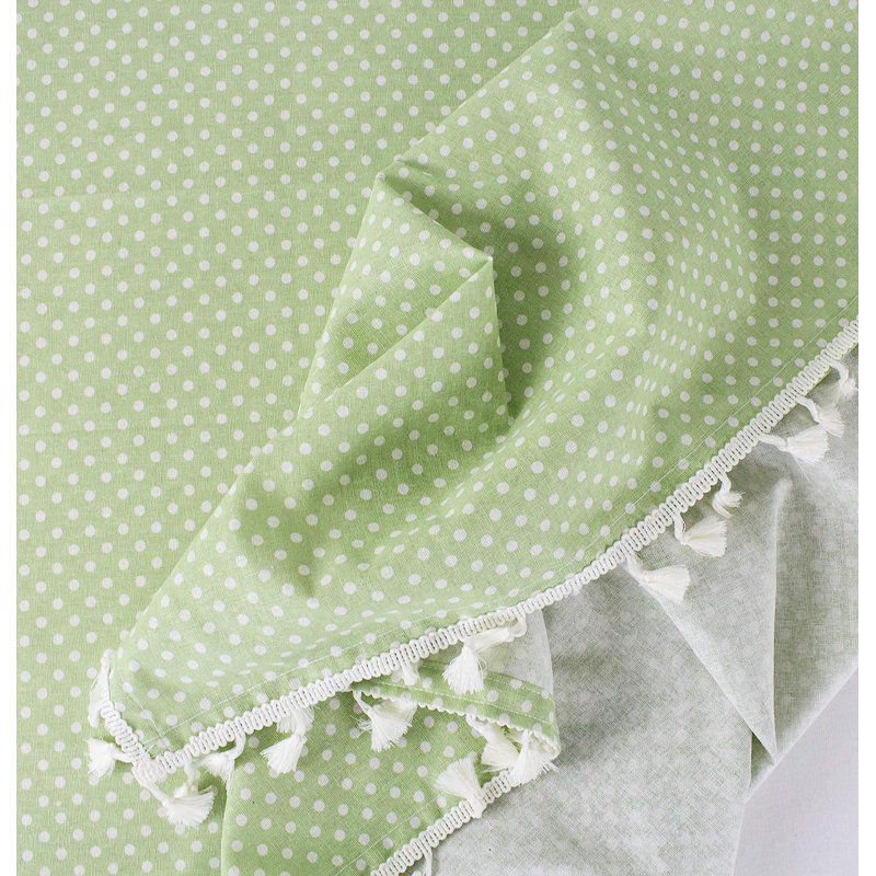 Nappe rose à pois en mélange de coton 55 po x L 55 po, Vert