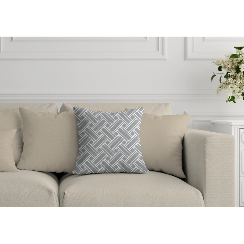 Housse et insert de coussin carré d'extérieur Joise Herringbone, Gris, L 17 po x H 17 po