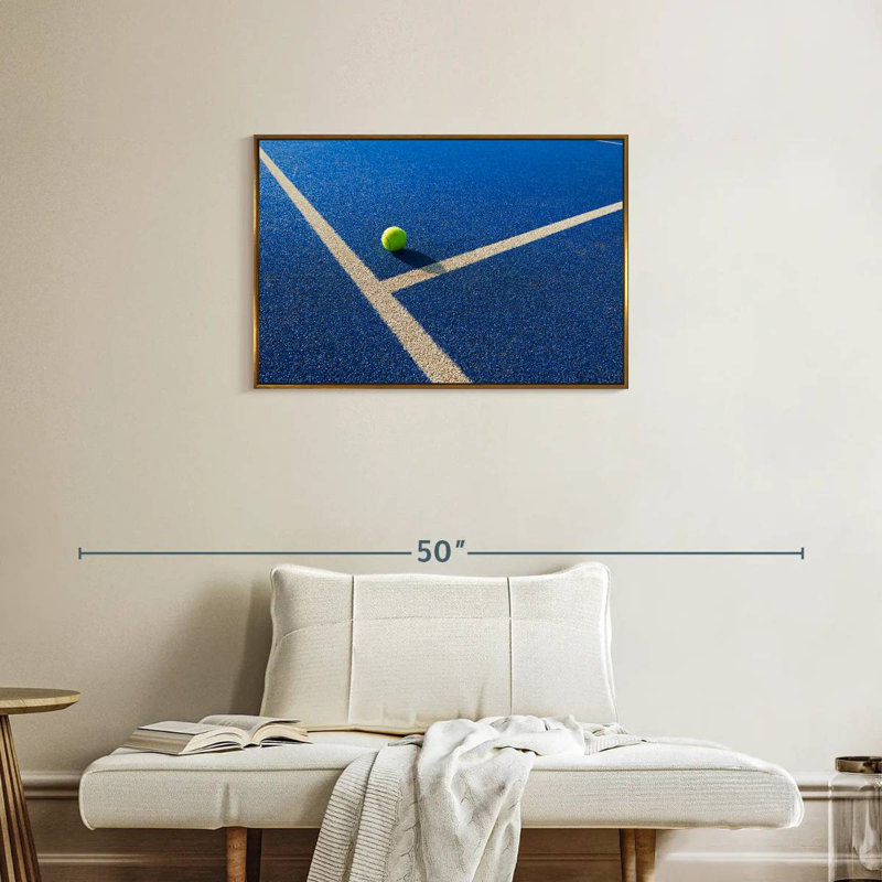 Tennis Court Ball, Floating Frame Gold, 31" X 21"
