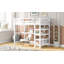 Lit mezzanine simple avec tablettes de rangement et bureau sous le lit-1307913869