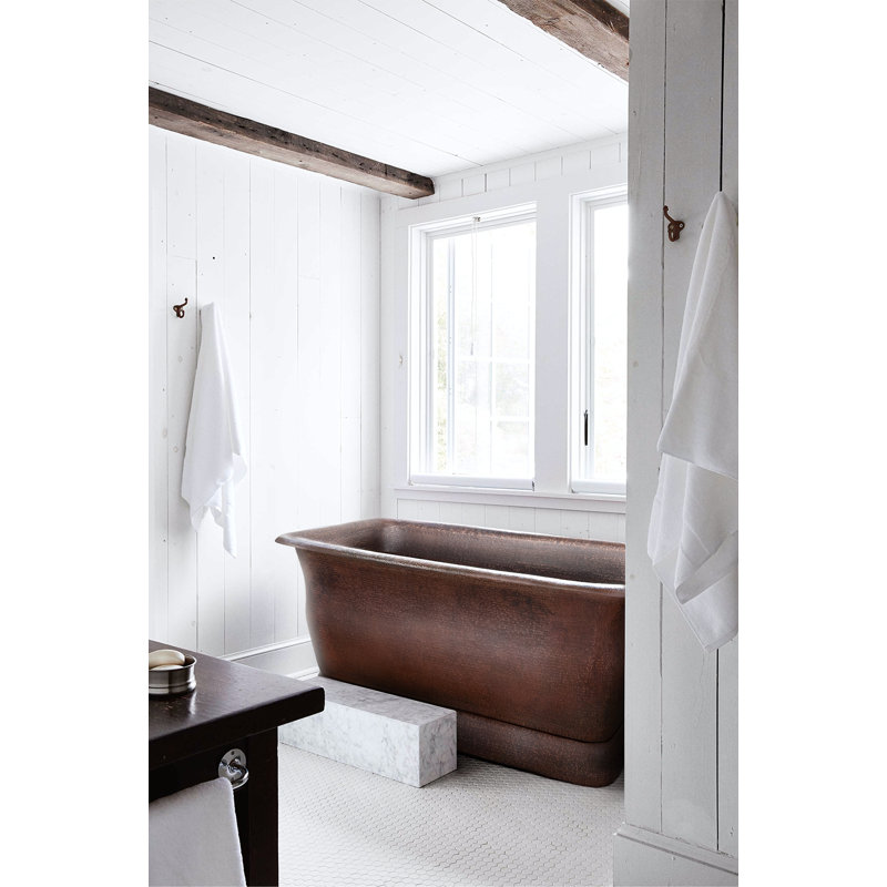 66" Hammered Copper French Curved Style Bathtub