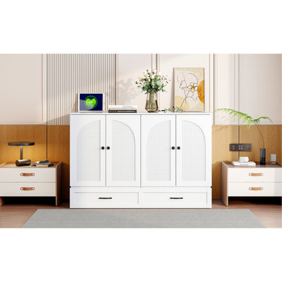 White Full Size Bed With Plentiful Drawer Storage - Space Saving For Small Apartments. Foldable Design. Store Pillows, Clothes, . Finish. Charging Port. Easy Assembly. 75.1"l X 56.7"w 41.3"h Drawers