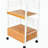 59.5" Tall 3-Tier Microwave Kitchen Cart with Drawer and Outlet, White and Natural-1275890712